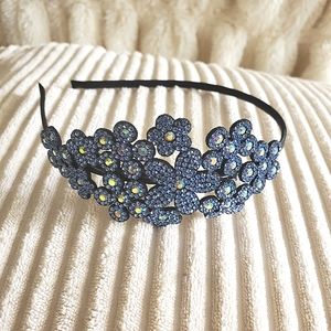 NWOT Blue Rhinestone Flowers Little Girl's Headband